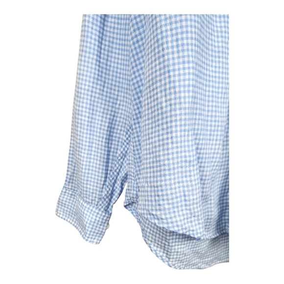 Brooks Brothers Regent Gingham Irish Linen Long Sleeve LARGE Baird McNutt Blue - Picture 2 of 7